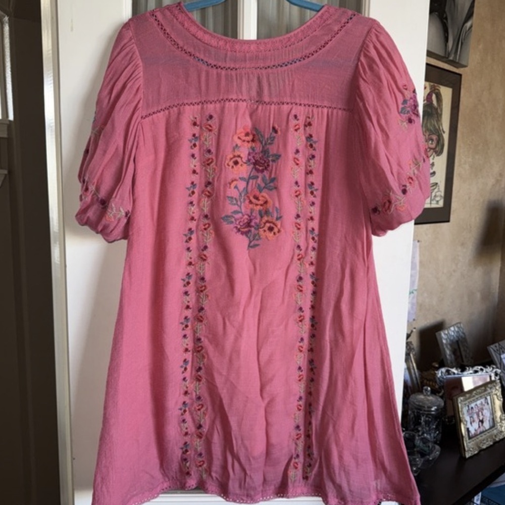 Pink Embroidered Boho Women’s Top